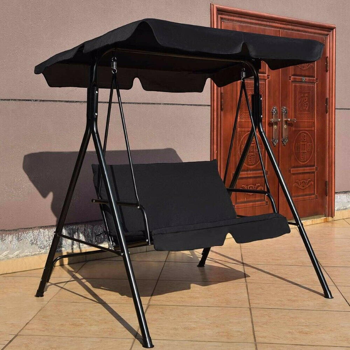 2SeatsGardenSwingCanopyCoverSeatCoverWaterproofHammockChairSparePatioReplacementAwning-1869028-9