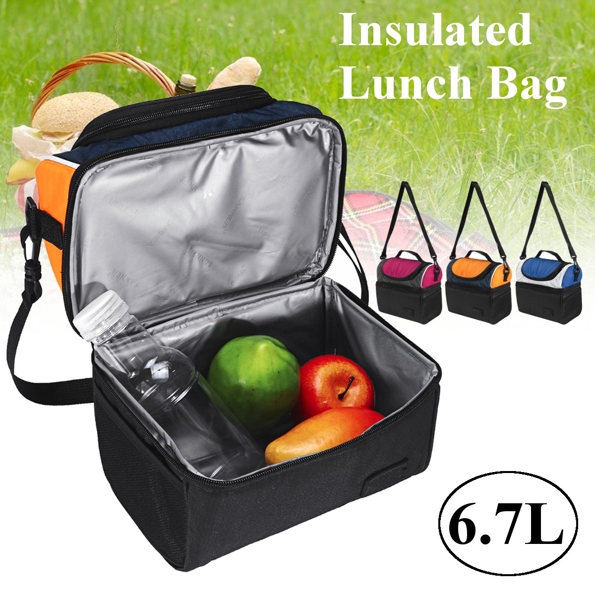 67LPicnicBagWaterproofLunchShoulderBagPortableDualCompartmentCampingThermalBagIcePack-1353297-1