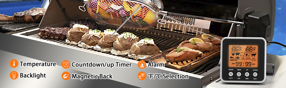 AGSIVODigitalFoodOvenMeatThermometerWithProbeTimerAlertBacklightOutdoorGrillCookBarbecueKitchenCooki-2003214-1