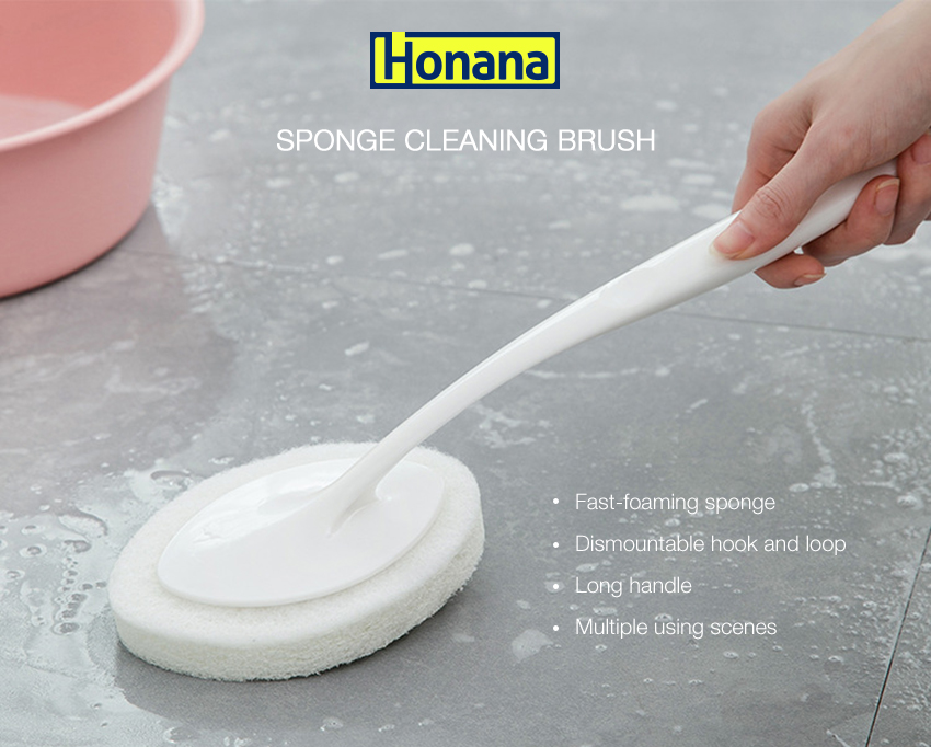 HonanaHomeMultifunctionalLongHandleDismountableHookandLoopDesignSpongeCleaningBrush-1350907-1