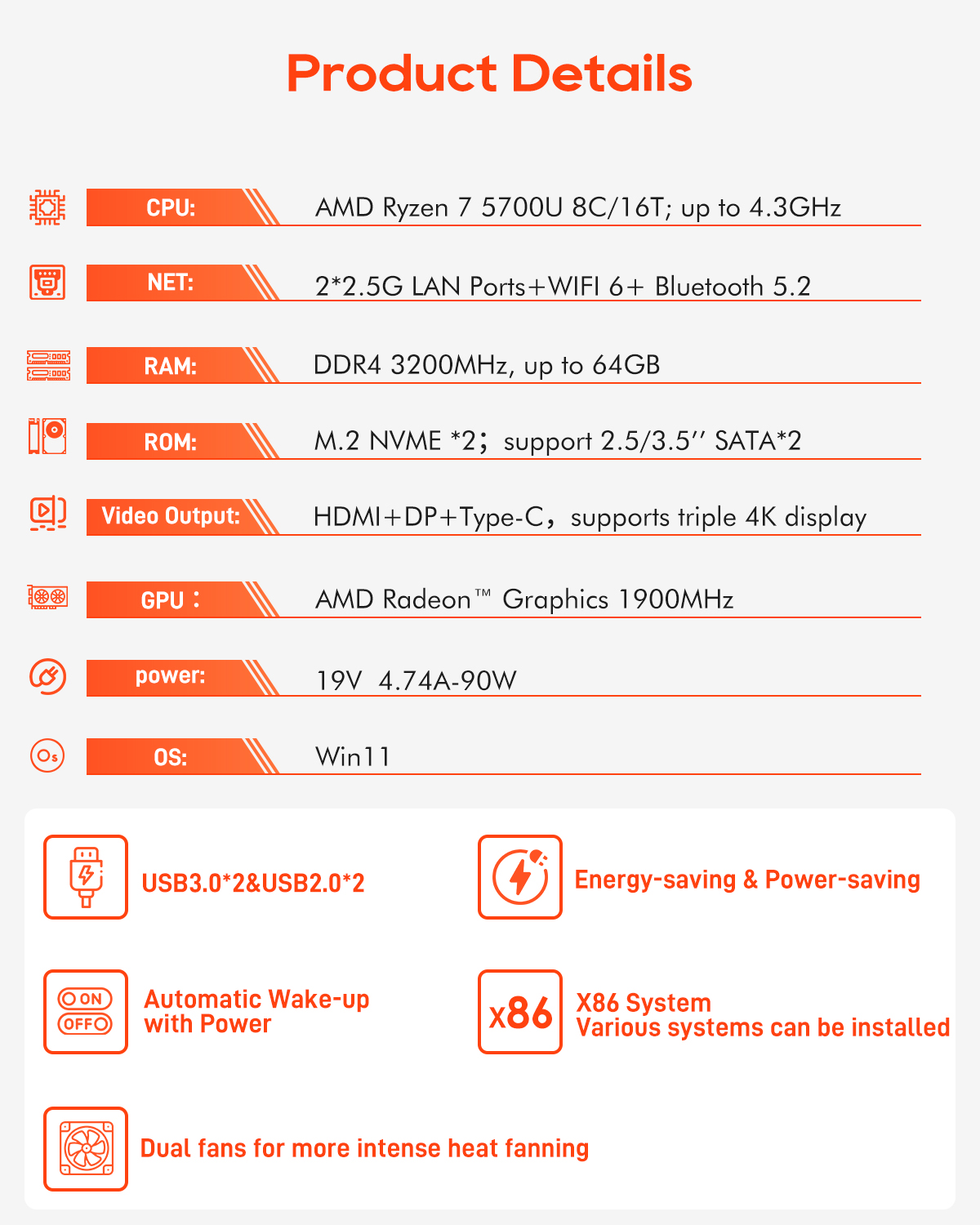 T-BAOR3ProAMDRyzen75700UMiniPC8GBRAM256GBSSDWIFI6Windows114KTripleDisplayMiniComputerDesktopPC-2004962-4