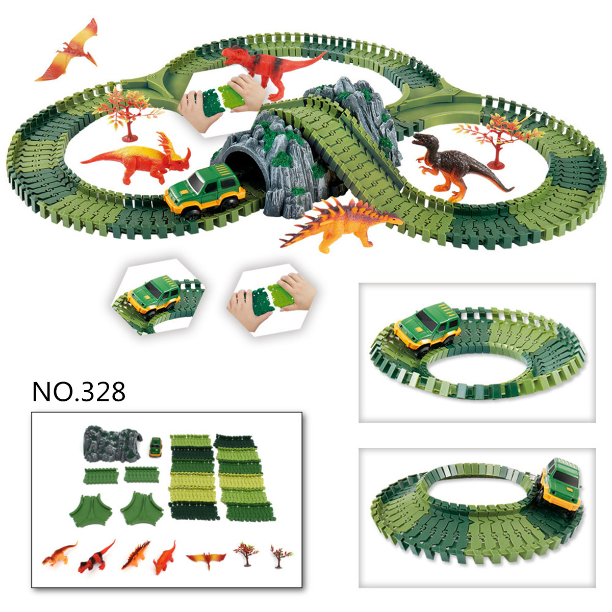 DinosaurDinoWorldChildrensFlexibleRaceCarTrackToysConstructionPlay-SetToy-1430539-5