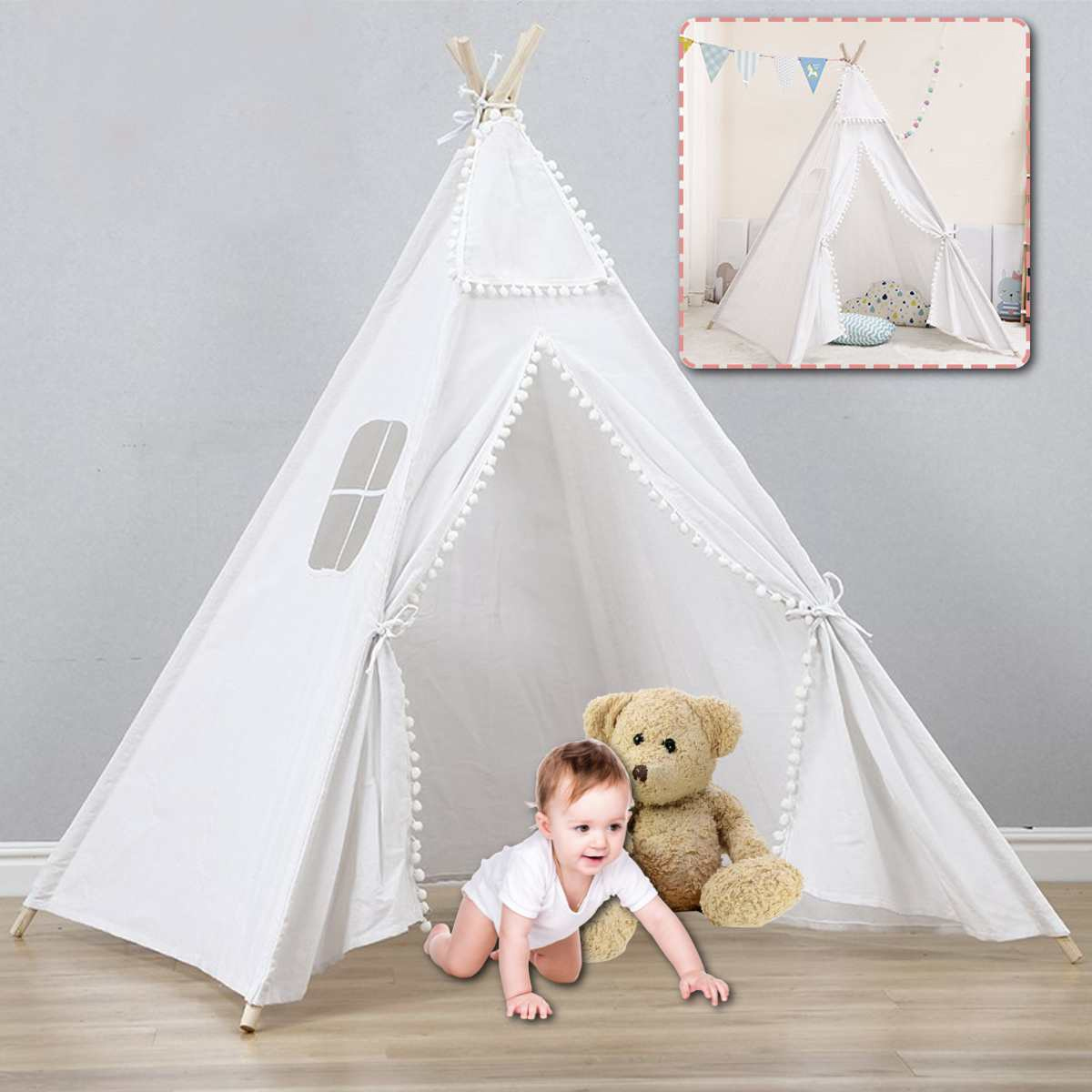 16mKidsPlayTentCottonTeepeeWigwamSleepingHouseIndoorOutdoor-1825840-9