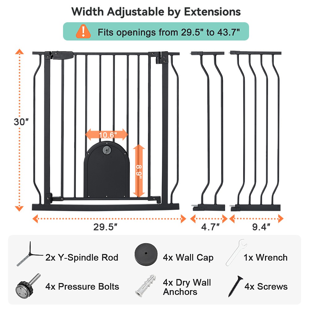 Comomy31-45ExtraWideBabyGatewithAdjustableDoorTopofStairsPetGate-1987876-2