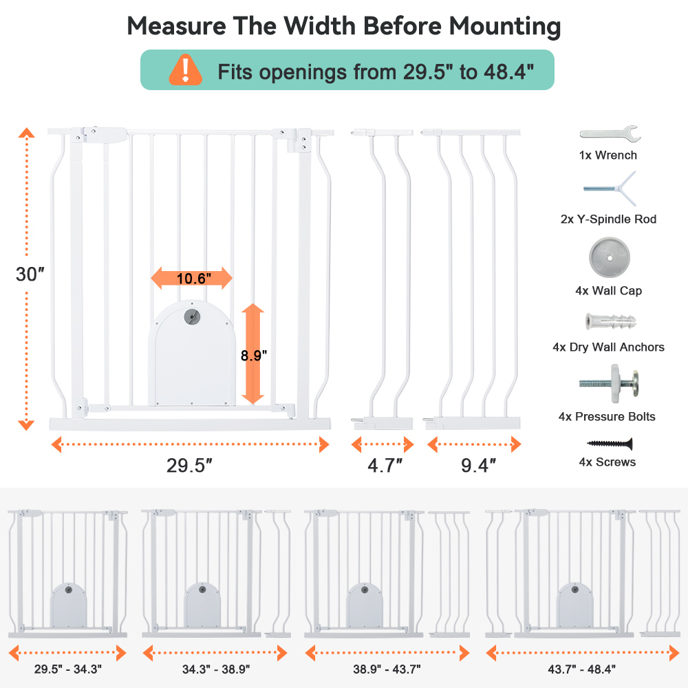 Comomy31-45ExtraWideBabyGatewithAdjustableDoorTopofStairsPetGate-1987876-9