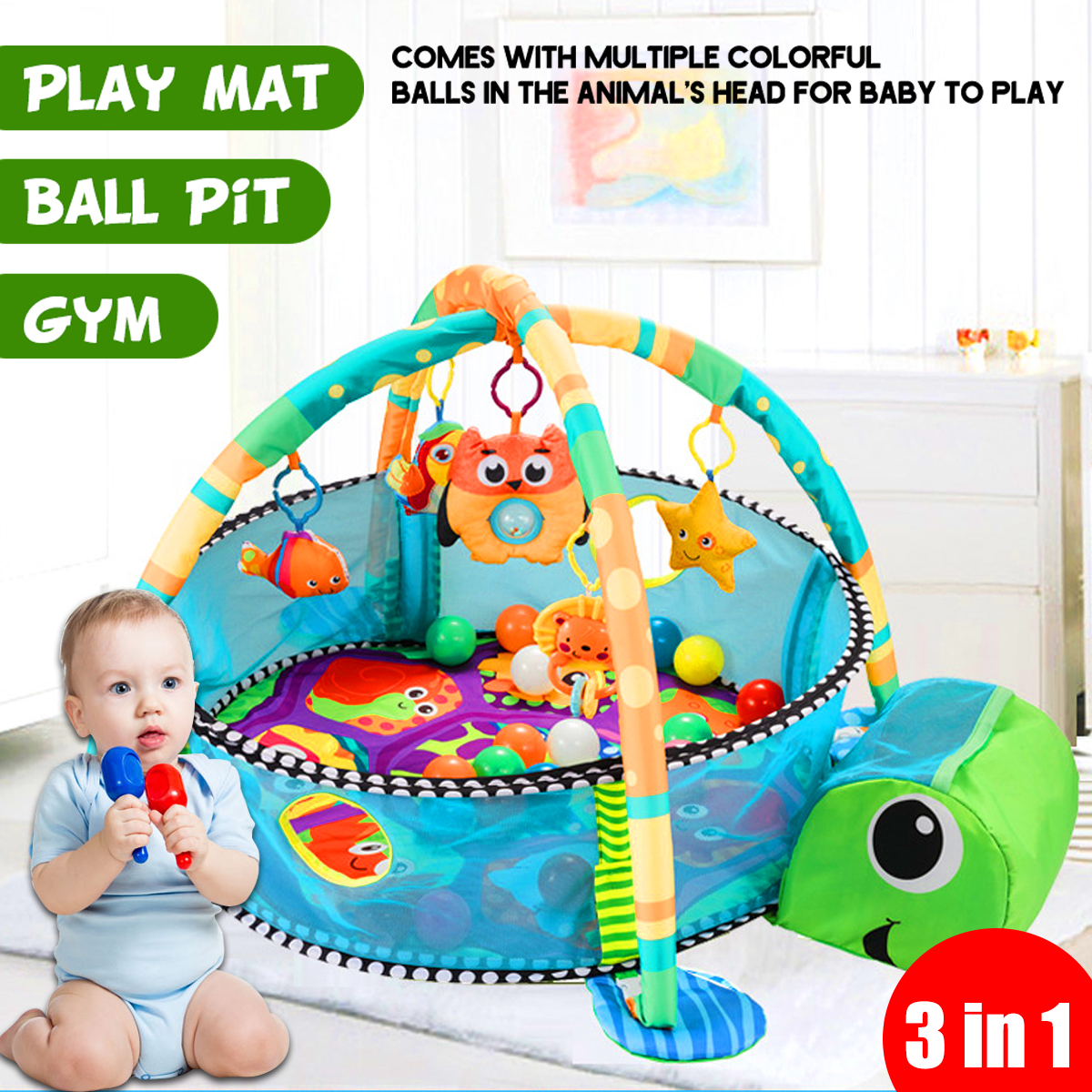 CuteTurtleBaby3in1PlayMatForChildrenCrawlingGymMatBlanketInfantPlayRugKidActivityMatBabyTapeteInfant-1645780-2