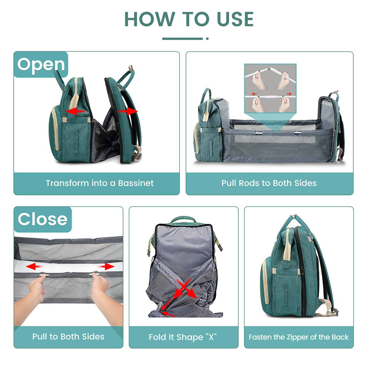 MultifunctionalFoldingDiaperBagWaterproofBabySleepInfantBedChangingStationOutdoorTravelNappyBag-1810331-4