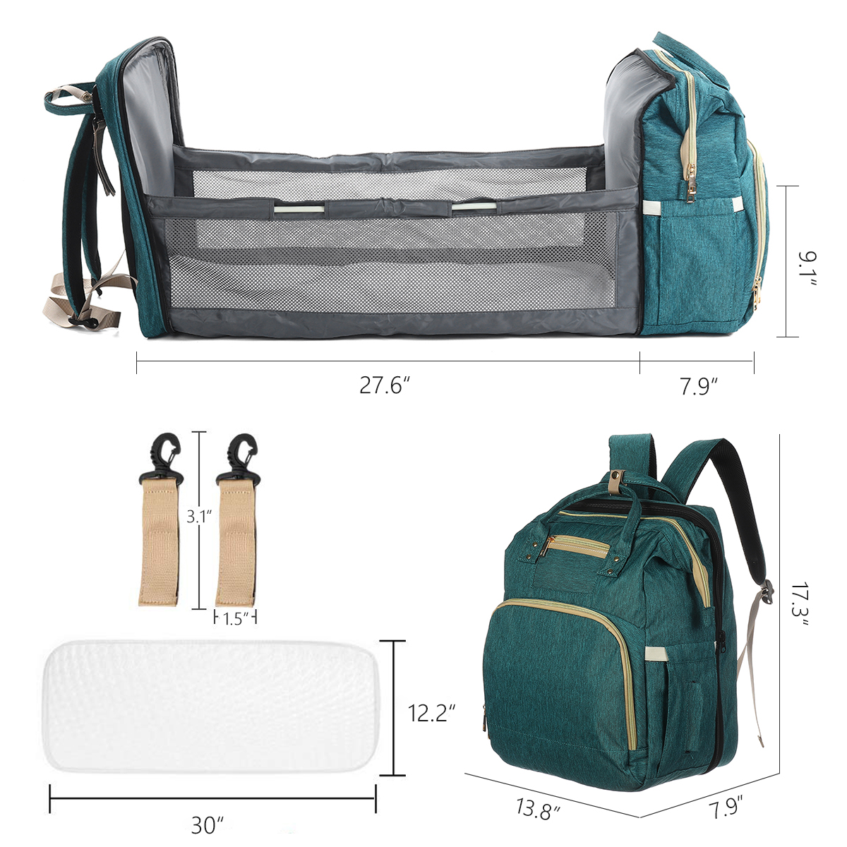 MultifunctionalFoldingDiaperBagWaterproofBabySleepInfantBedChangingStationOutdoorTravelNappyBag-1810331-5