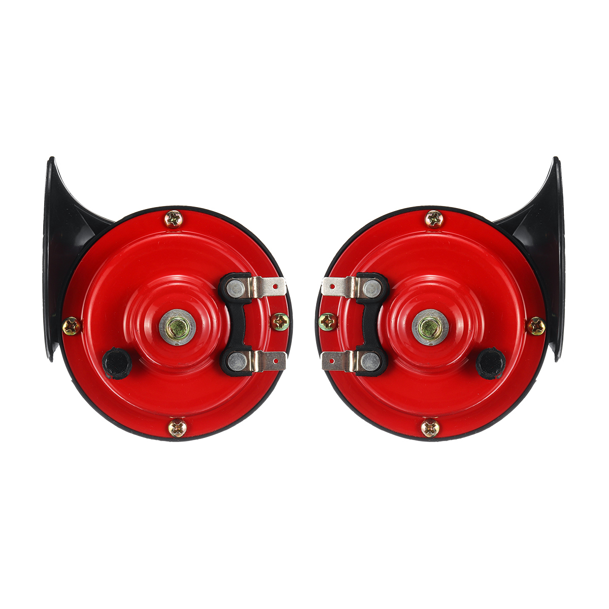 12VLoudAirHornWaterproofHighLowDualToneForMotorcycleCarVanBoatSirenTwinLorryRedBlack-1657724-1