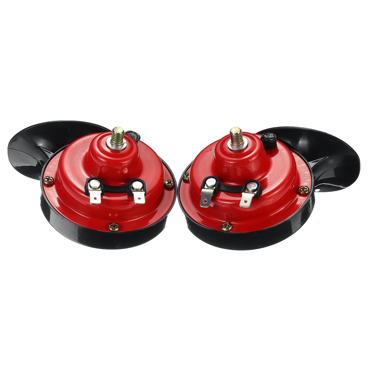 12VLoudAirHornWaterproofHighLowDualToneForMotorcycleCarVanBoatSirenTwinLorryRedBlack-1657724-2