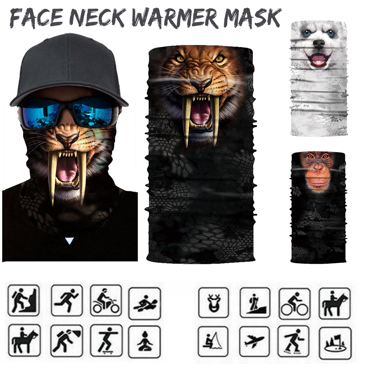 25x51cmOutdoor3DAnimalFaceNeckWarmerMaskBikerDustSunscreenHeadbandCap-1726553-1