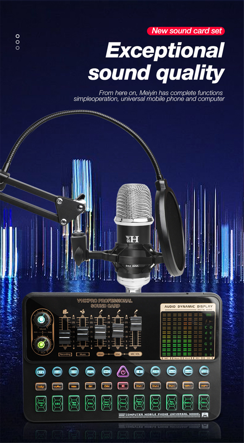 BM800CondenserMicrophoneKitProAudioStudioSoundRecordingMicrophonewithV10XPROMuti-functionalBluetooth-1980710-14