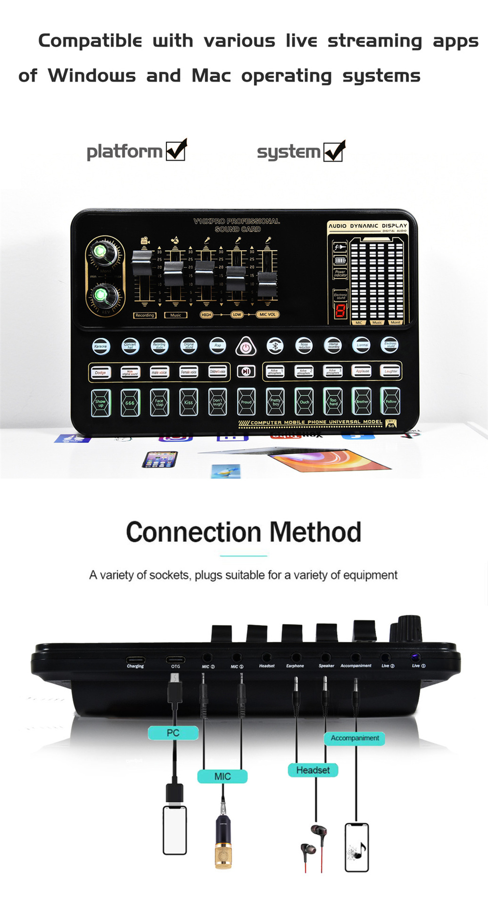 BM800CondenserMicrophoneKitProAudioStudioSoundRecordingMicrophonewithV10XPROMuti-functionalBluetooth-1980710-9