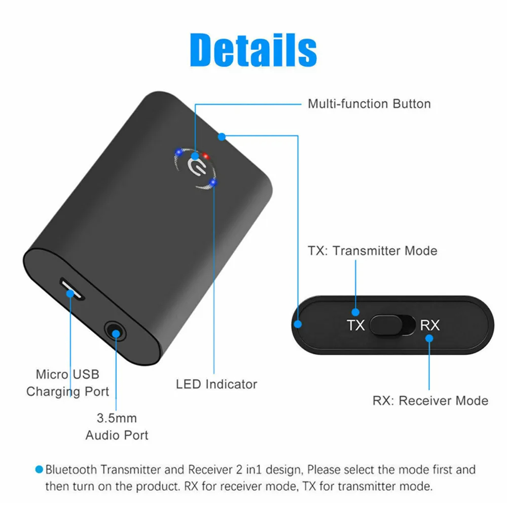 B10S2in1bluetooth50TransmitterReceiverTVPCCarSpeaker35mmAUXHifiMusicAudioAdapterHeadphonesCarStereoD-2013131-7