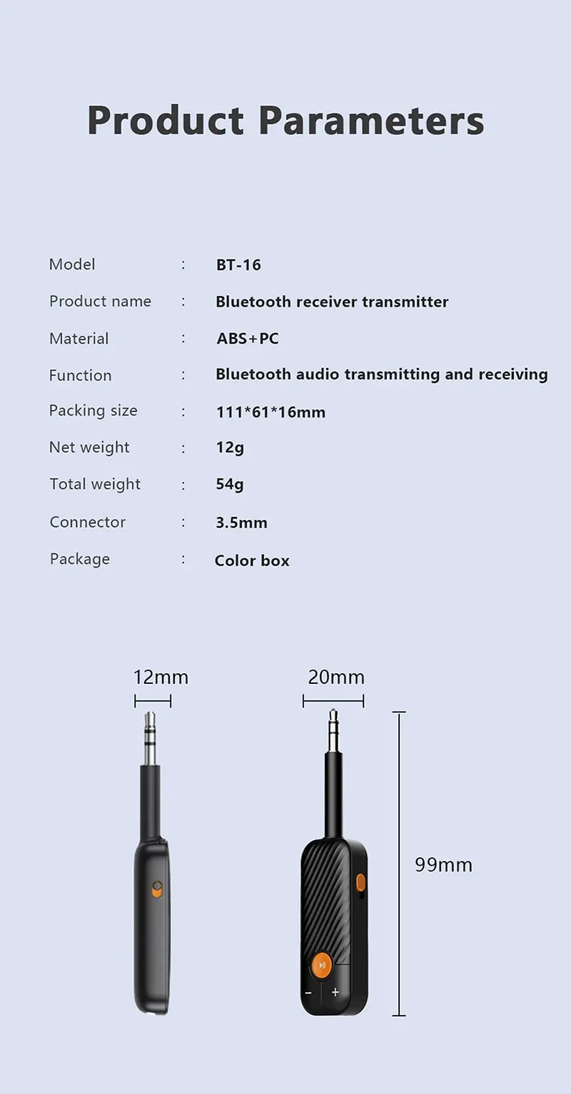 BT-16bluetooth52AudioReceiverTransmitter35MM35AUXwithMicStereoMusicWirelessAdapterforHeadphonesPCTVC-2013134-12