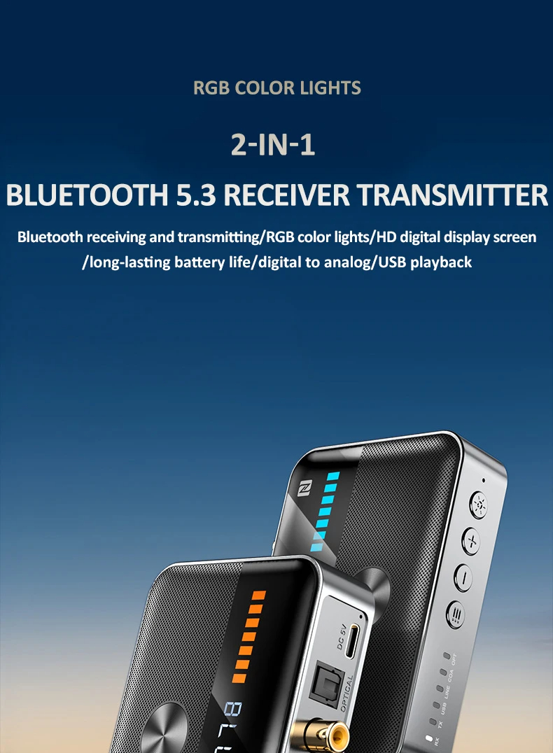 BakeeyM132-in-1bluetooth53TransmitterReceiverNFCRCA35mmAUXOpticalCoaxialWirelessAudioAdapterHands-fr-2005695-1