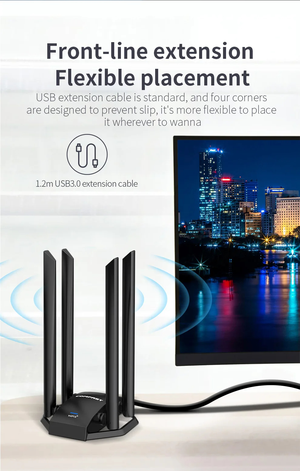 COMFASTCF-975AXUSB5374MWiFi6NetworkCardwith45dBiAntennasType-CtoUSB30Wi-fiDongle80211ax5Ghz6Ghz160mW-2008463-14