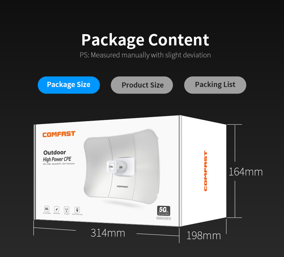 COMFASTCF-E319AV211KM900Mbps58GOutdoorLongRangeWirelessAPBridgeWiFiCPEAccessPoint26dBiAntennaWi-FiNa-1994688-21