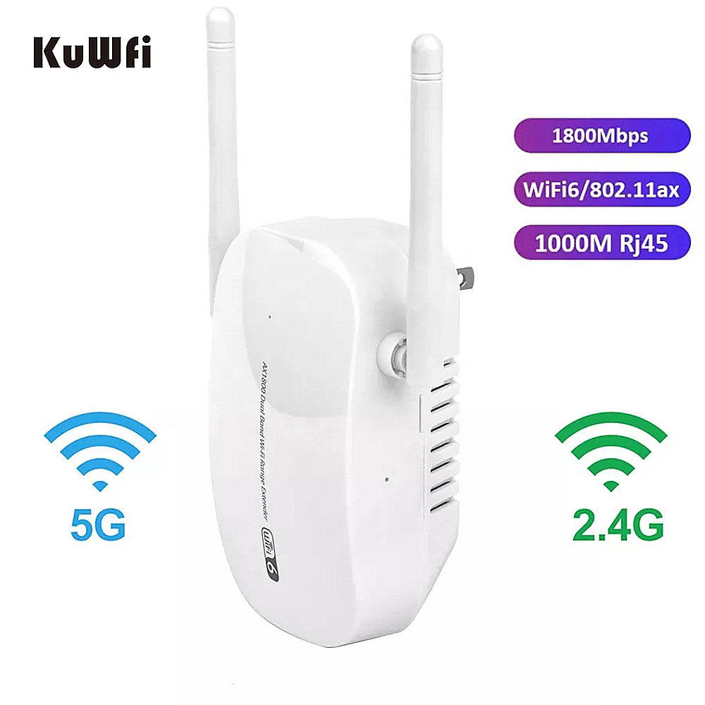 KuWfiAX1801UWiFi6Repeater24G58GDualBand1800MbpsHigh-SpeedWiFiRouterSingalExtenderBoosterwith2Antenna-1981315-1