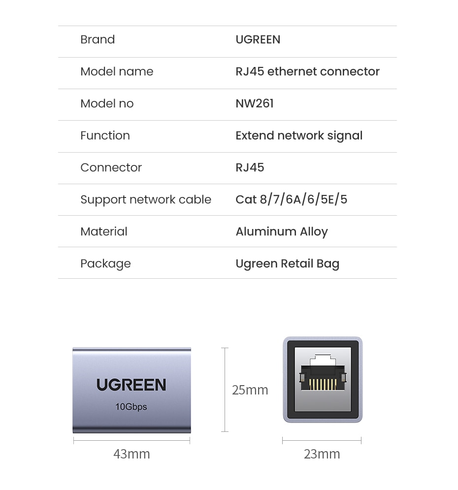 UGREENRJ45Connector10GbpsNetworkExtenderExtensionforCat8Cat7Cat6EthernetCableAdapterGigabitFemaletoF-1984672-11