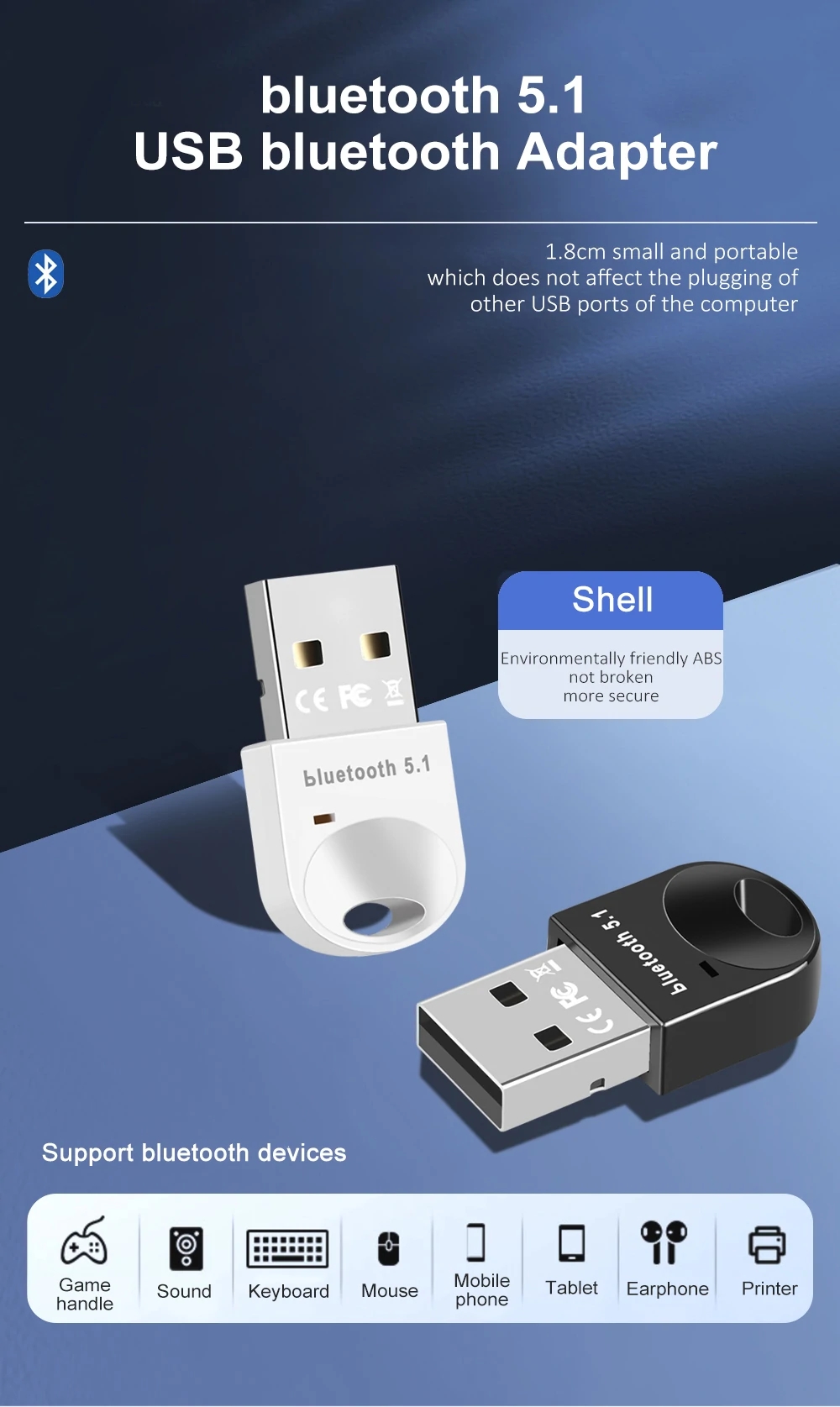 USBBluetooth51AdapterMiniWirelessBluetoothDonglesAudioReceiverTransmitterSupportsWin811011win7-1970125-1