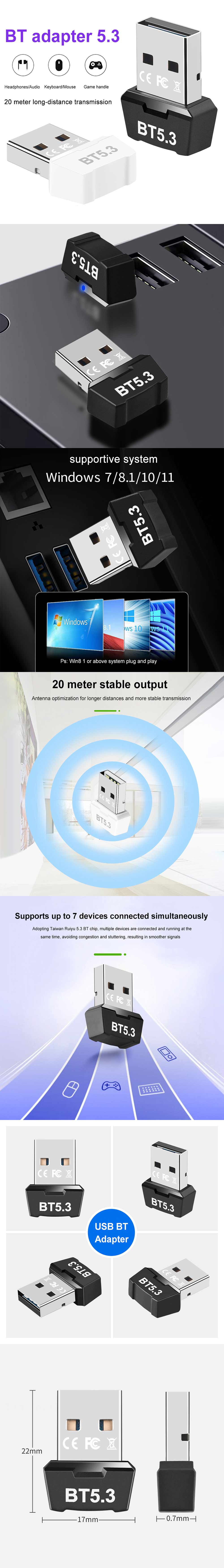 USBbluetooth53AdapterWirelessBTReceiverDongleHighSpeedTransmitterMinibluetoothUSBAdapterforPCLaptop-1989433-1