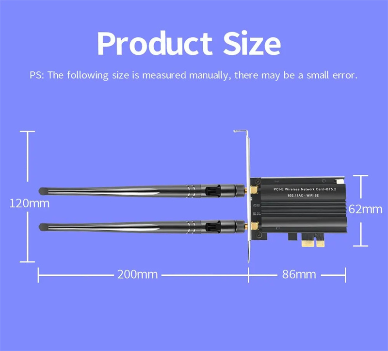 WiFi6eAX3000Wi-FiAdapterTriBand24G5G6GDesktopPCIEWirelessNetworkCardSupport52bluetoothforPCWin1011-2001629-9