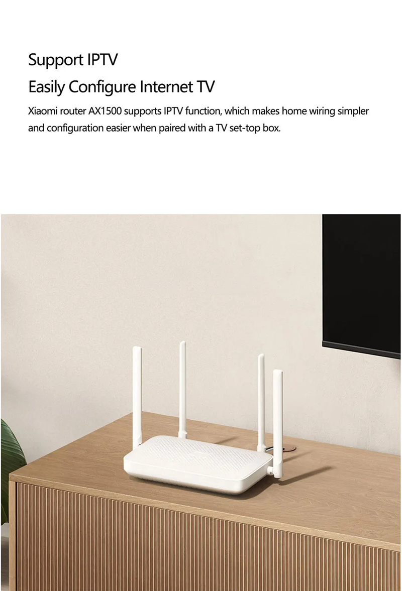 XiaomiAX1500WiFi6Router5GHzAdaptiveGigabitEthernetPortSupportIPTVMeshNetwork1501MbpsWorkforMihomeApp-2010370-11