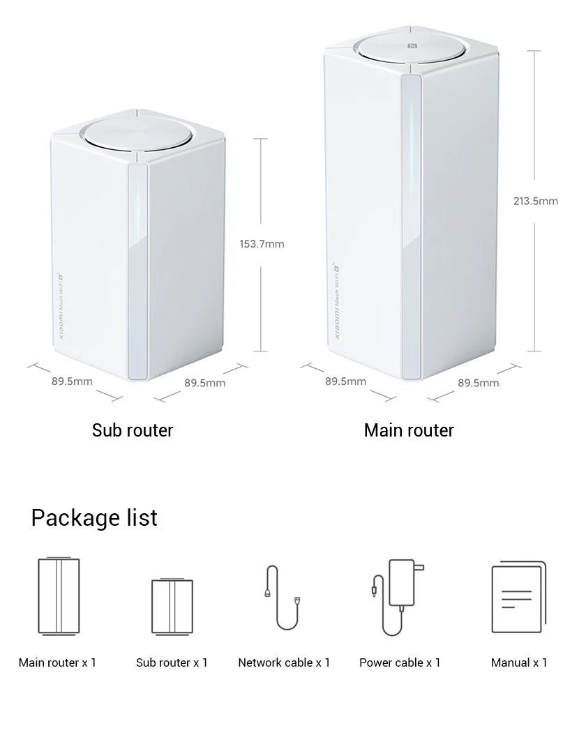 XiaomiHomeMeshRouterAX300024G5GDualBandbluetoothMeshGatewayGigabitNetworkPort256MBMemoryNFCWiFi6Rout-2006799-9