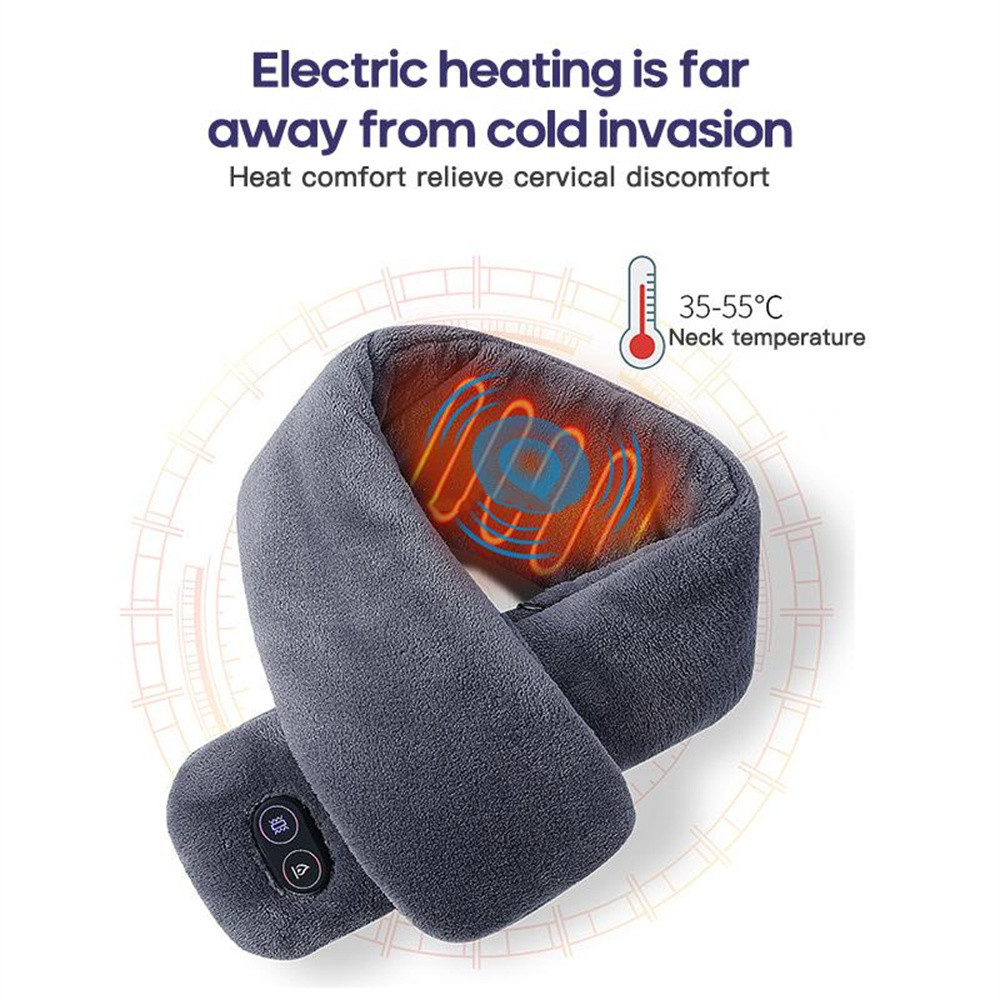 2023MassageHeatedScarfUSBChargingSmartHeatingVibrationWaterproofThickWarmSolidColorScarfPlushCollarS-1996749-4