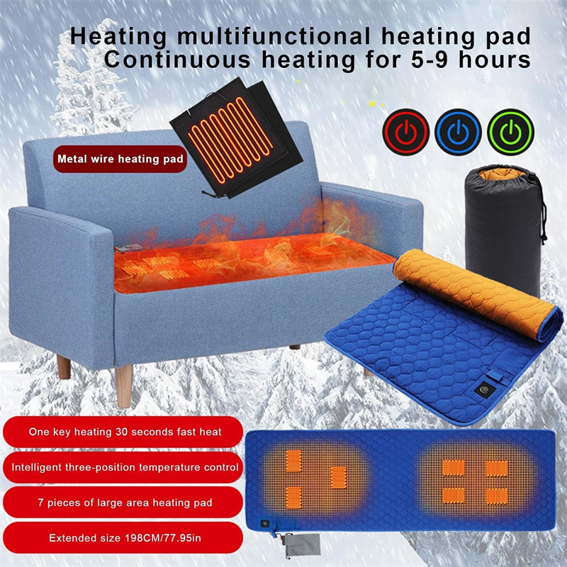 2023USBHeatedSleepingPad7HeatingZones3TemperatureLevelControlFoldableLightweightTravelMatforWinterCa-1998967-1