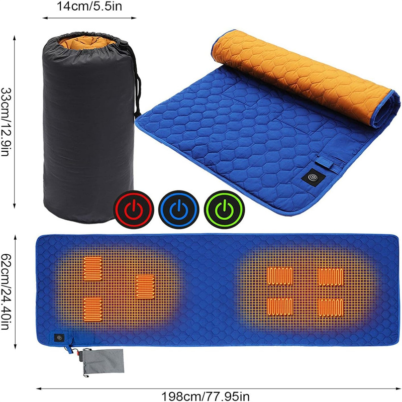 2023USBHeatedSleepingPad7HeatingZones3TemperatureLevelControlFoldableLightweightTravelMatforWinterCa-1998967-6