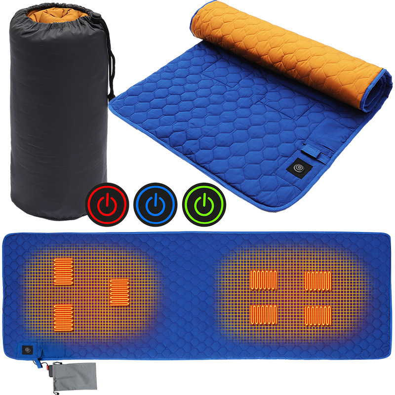 2023USBHeatedSleepingPad7HeatingZones3TemperatureLevelControlFoldableLightweightTravelMatforWinterCa-1998967-8