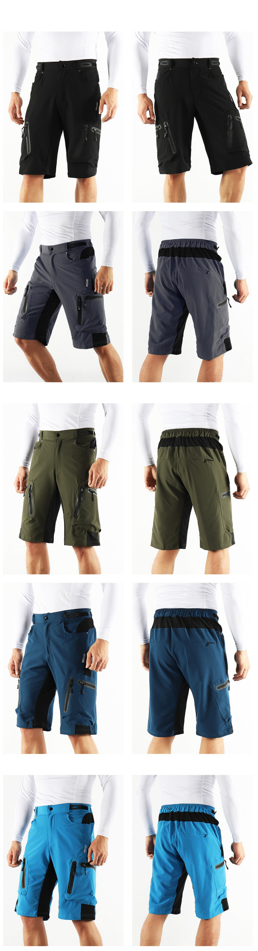 ARSUXEOMensCyclingMTBShortsBikeBaggyShortsBreathableQuickDryWaterproofZipperSportsPants-1703917-3