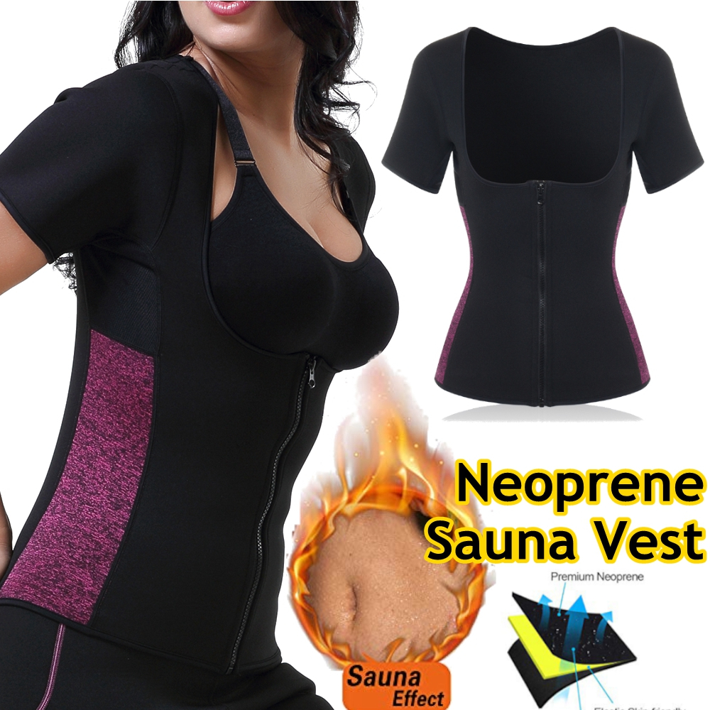 RoseRedFrontZipWomenSaunaTopsNeopreneVestGymBodyShaperSweatFatBurnerFitnessShirts-1534404-2