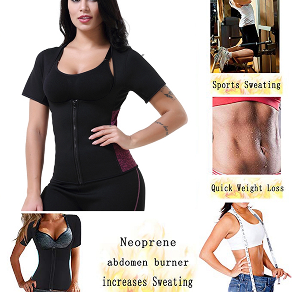 RoseRedFrontZipWomenSaunaTopsNeopreneVestGymBodyShaperSweatFatBurnerFitnessShirts-1534404-5