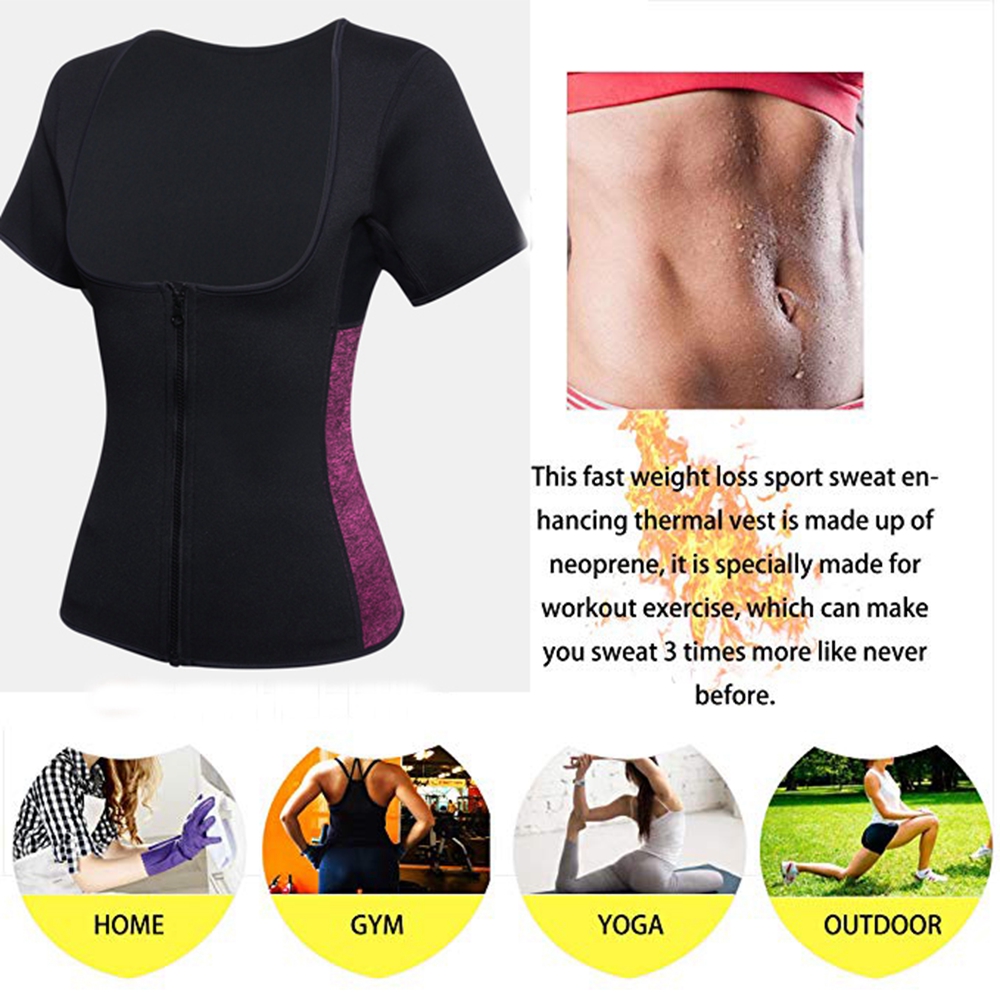 RoseRedFrontZipWomenSaunaTopsNeopreneVestGymBodyShaperSweatFatBurnerFitnessShirts-1534404-6