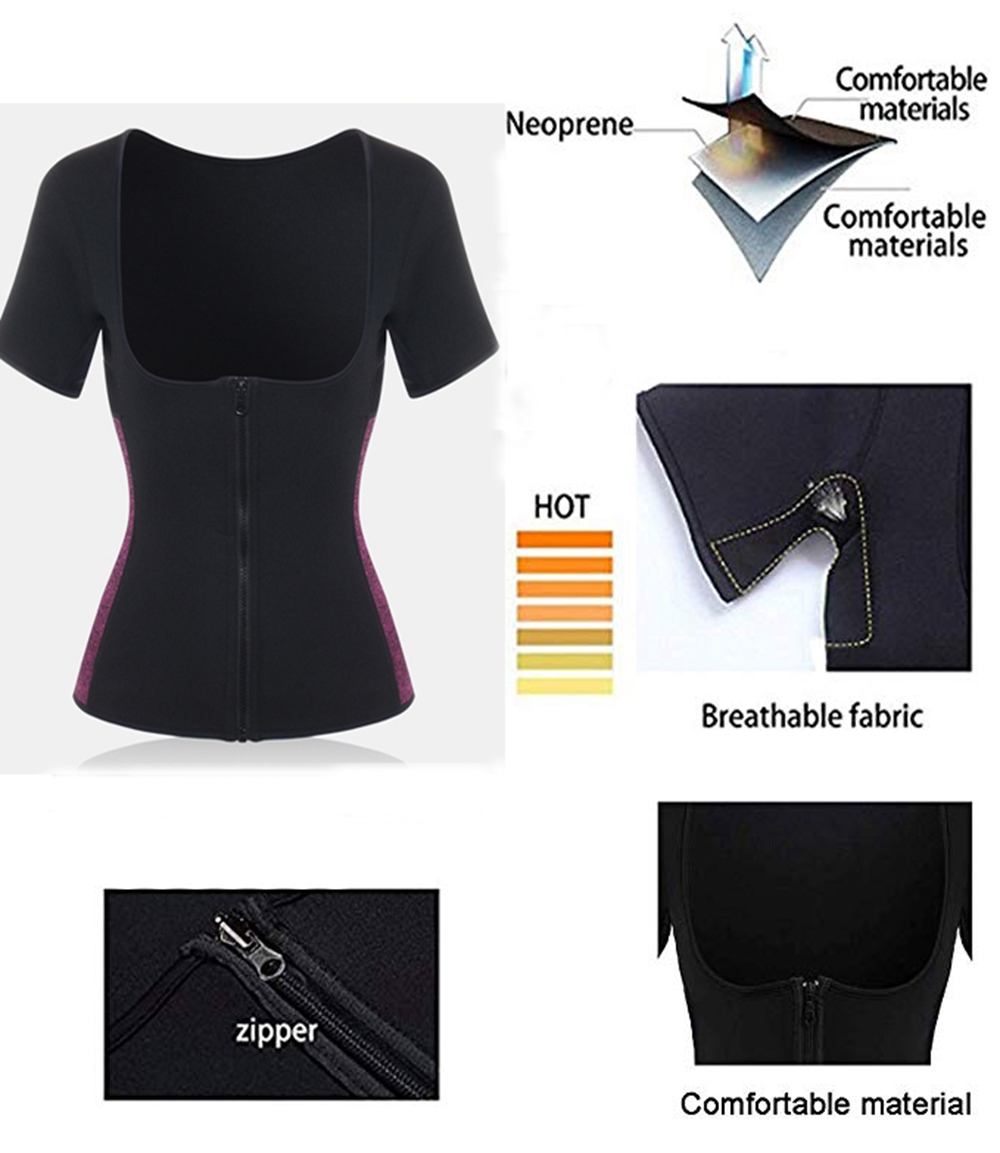 RoseRedFrontZipWomenSaunaTopsNeopreneVestGymBodyShaperSweatFatBurnerFitnessShirts-1534404-7