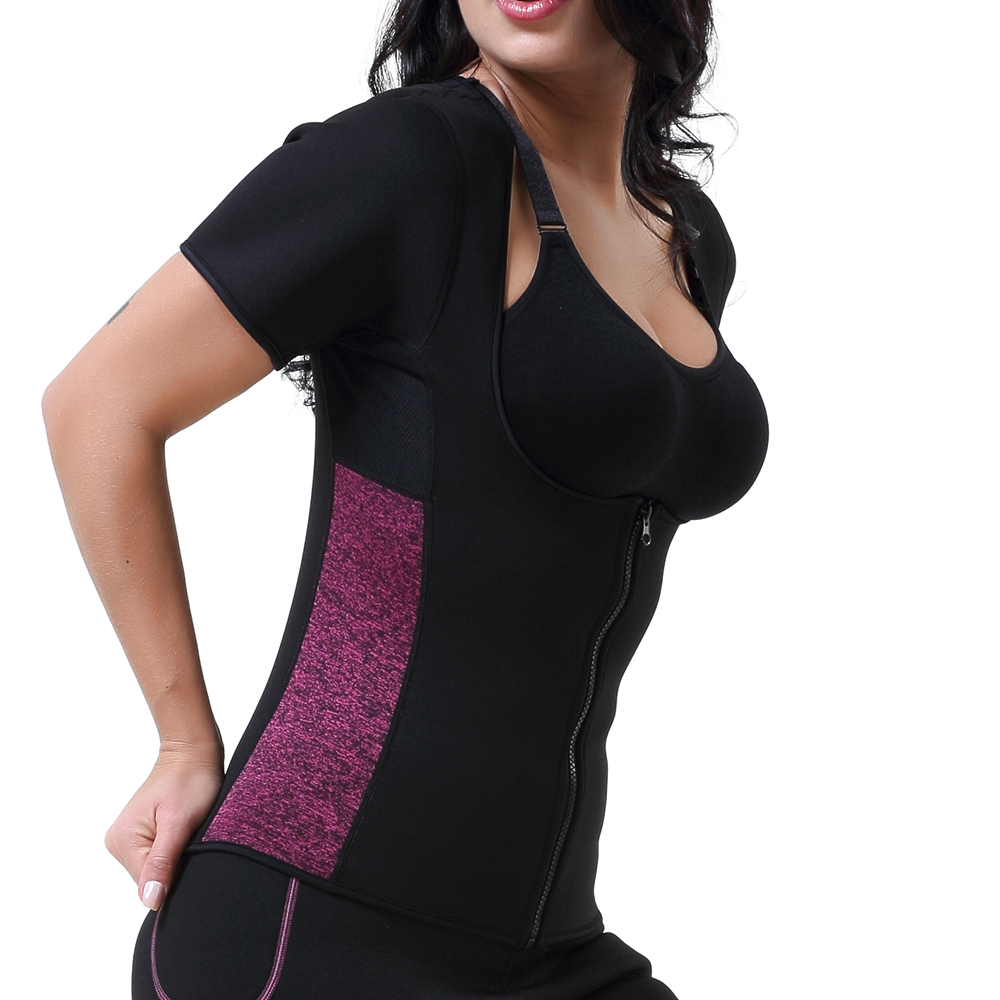 RoseRedFrontZipWomenSaunaTopsNeopreneVestGymBodyShaperSweatFatBurnerFitnessShirts-1534404-9