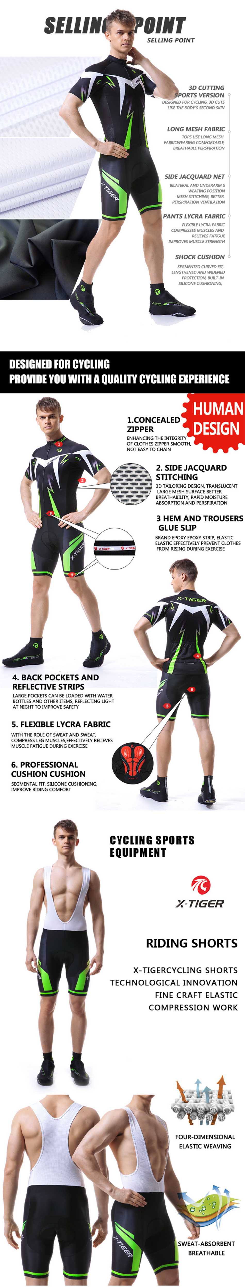 X-TIGERProCyclingJerseySetBibPantsSummerCyclingWearBikingClothingMTBBikeCyclingClothing-1818904-1