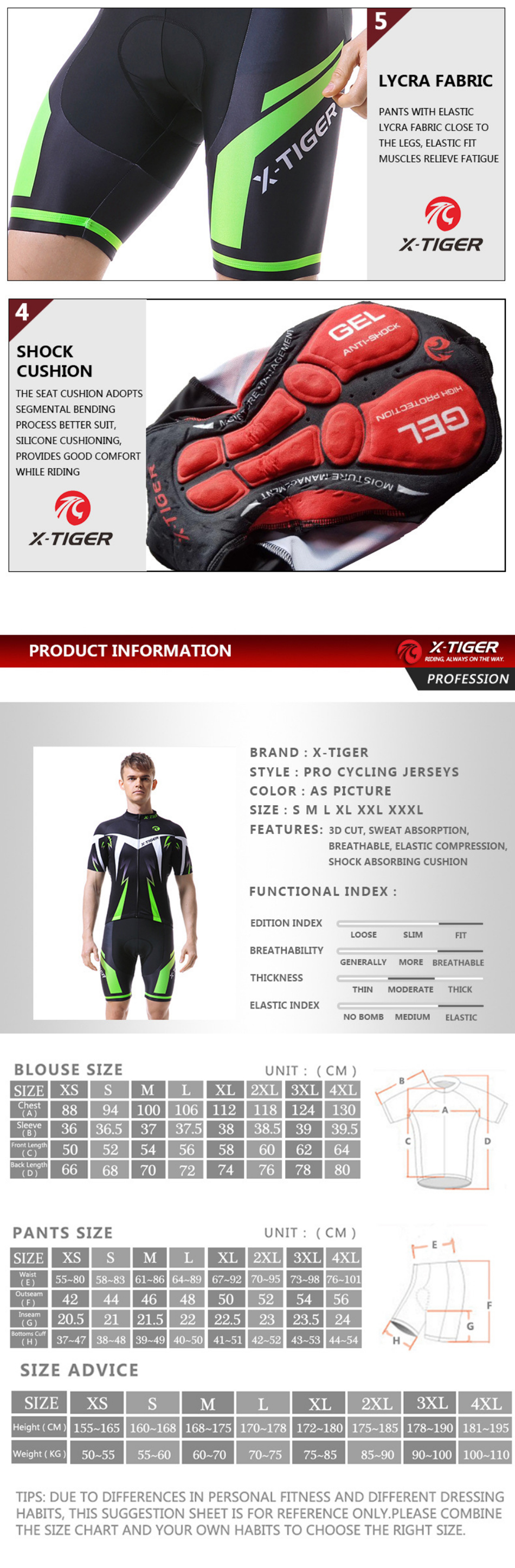 X-TIGERProCyclingJerseySetBibPantsSummerCyclingWearBikingClothingMTBBikeCyclingClothing-1818904-5