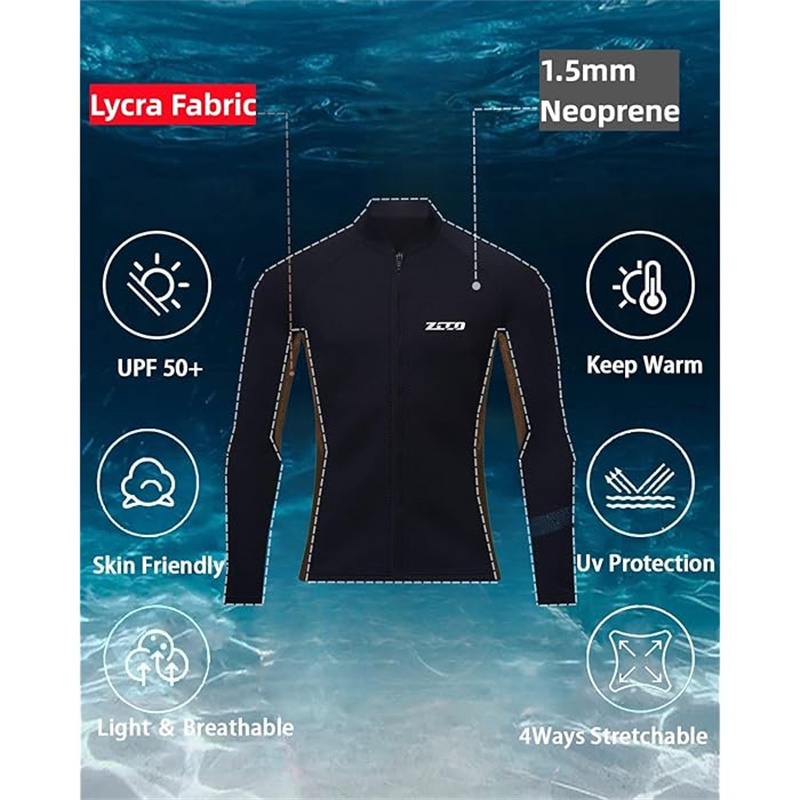 ZCCOMenWetsuit15mmNeopreneUVProtectionComfortableFrontZipperSurfingLongSleeveCold-proofDivingTop-2009353-2