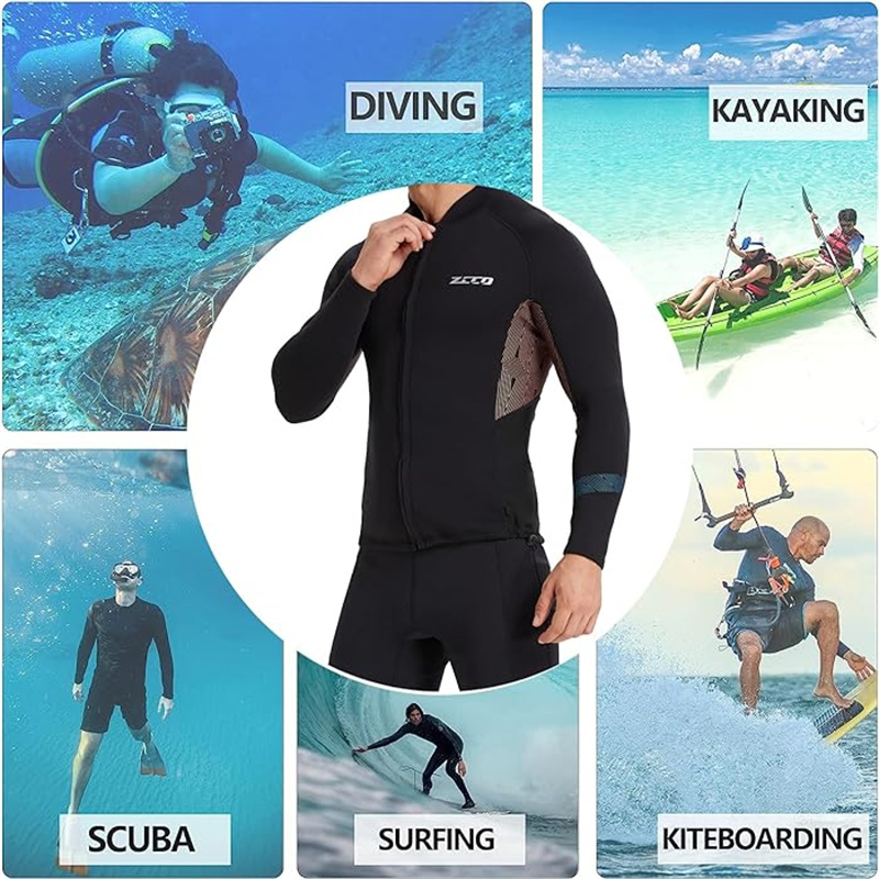 ZCCOMenWetsuit15mmNeopreneUVProtectionComfortableFrontZipperSurfingLongSleeveCold-proofDivingTop-2009353-4