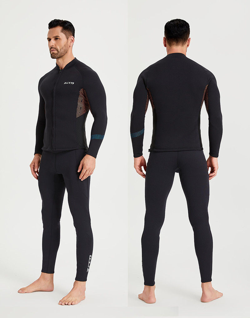 ZCCOMenWetsuit15mmNeopreneUVProtectionComfortableFrontZipperSurfingLongSleeveCold-proofDivingTop-2009353-7