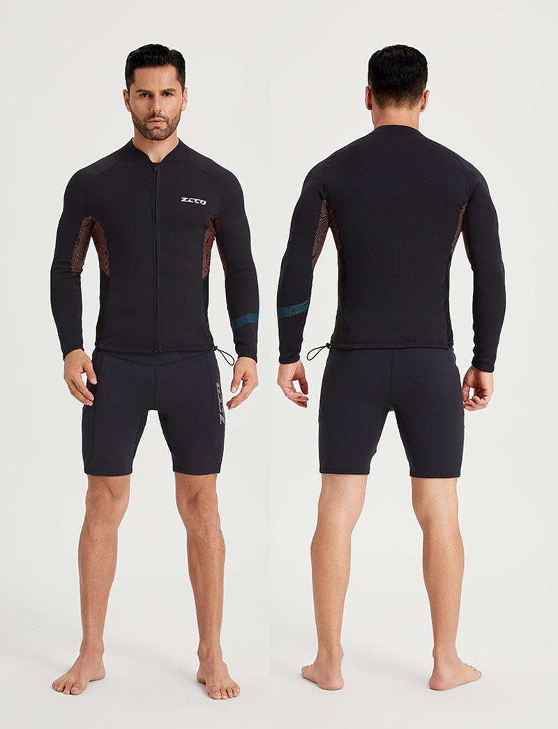 ZCCOMenWetsuit15mmNeopreneUVProtectionComfortableFrontZipperSurfingLongSleeveCold-proofDivingTop-2009353-8