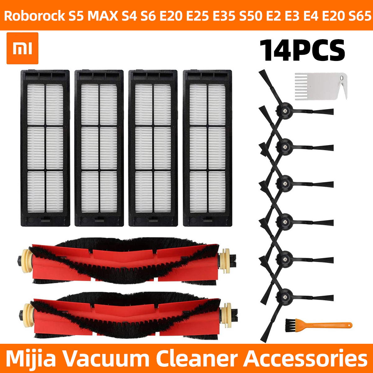 12pcsReplacementsforRoborockS5MAXS6S50E20E25E35XiaomiMijiaVacuumCleanerPartsAccessoriesMainBrush2Sid-1944161-2