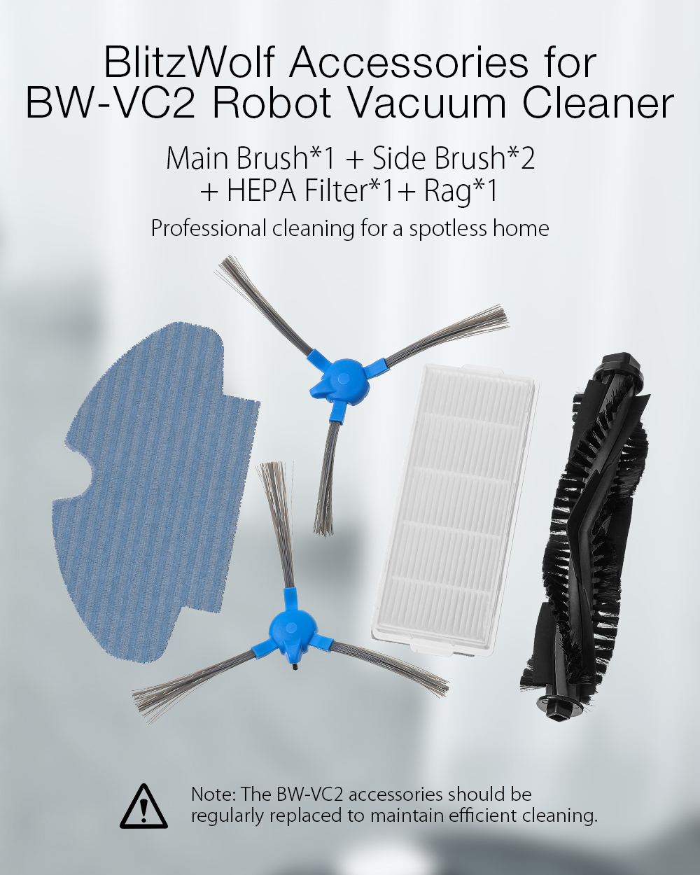 5pcsBlitzWolfVacuumCleanerReplacementsforBW-VC2VC1RobotVacuumCleanerMainBrush1SideBrushes2HEPAFilter-1652235-1