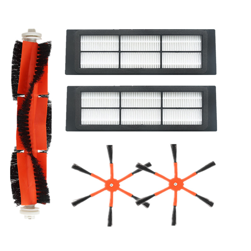 5pcsVacuumCleanerPartsforXiaomiRoborockHEPAFilters2OrangeSideBrushes2MainBrush1Non-original-1656909-1