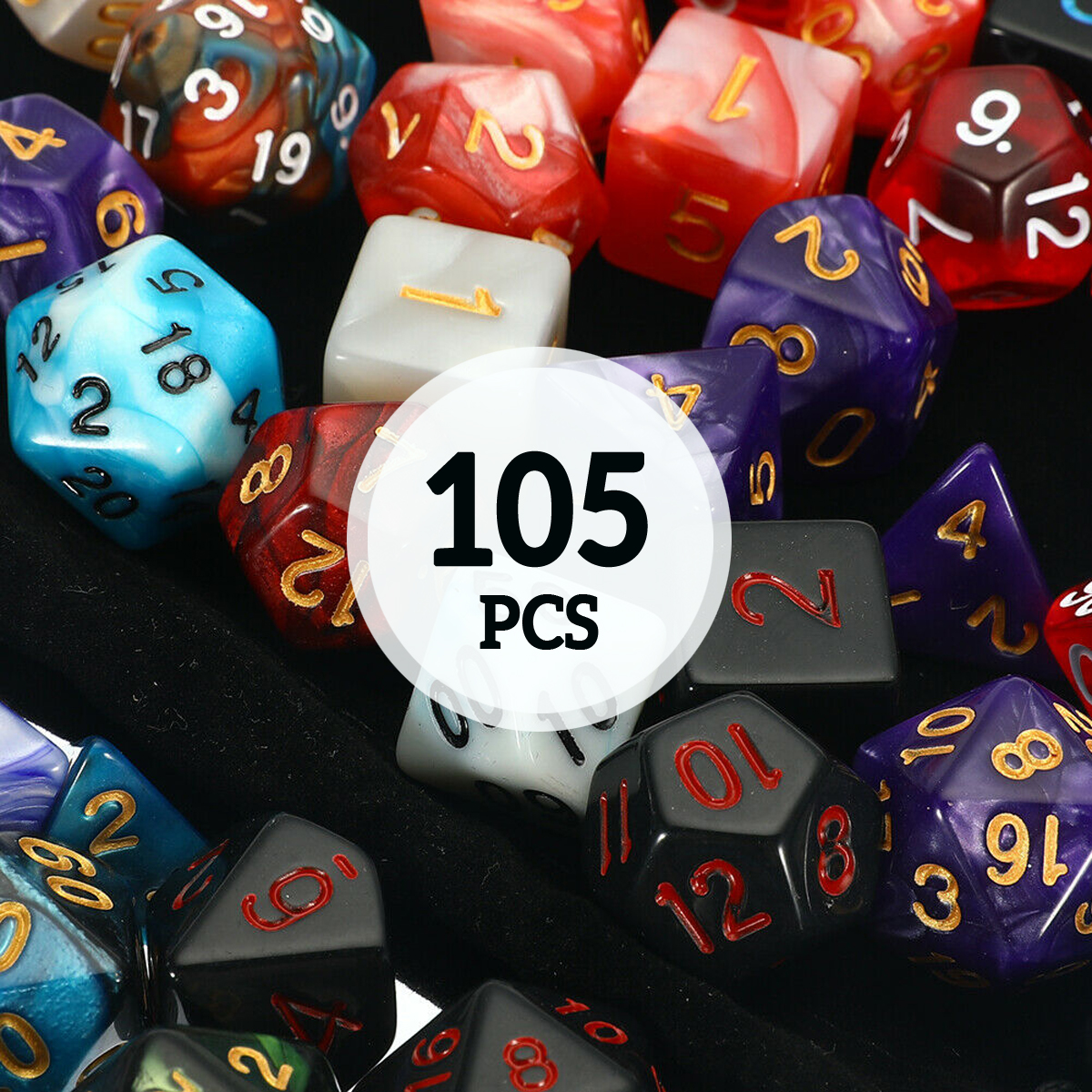 105PcsDiceSetPolyhedralDices7ColorRolePlayingTableGameWithClothGameMulti-siedDice-1574100-2