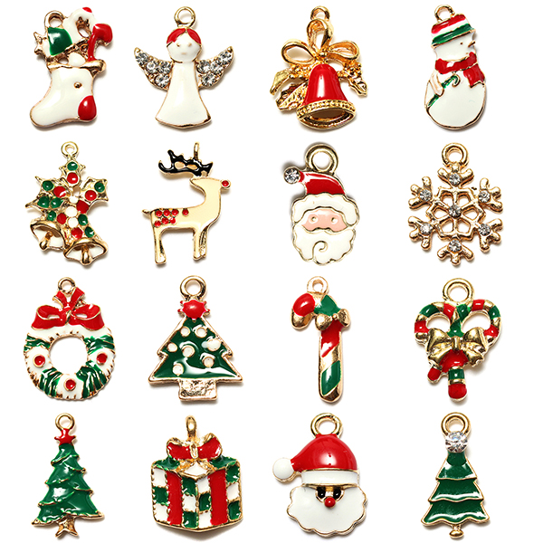 11MixedGoldChristmasGiftsCharmsTreeDeerSnowflakePendantDecorations-953986-2